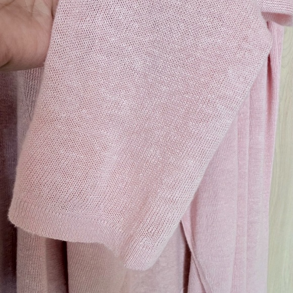Eileen Fisher Organic Linen Open Front Cardigan Waterfall Style Pink Small - Picture 6 of 12
